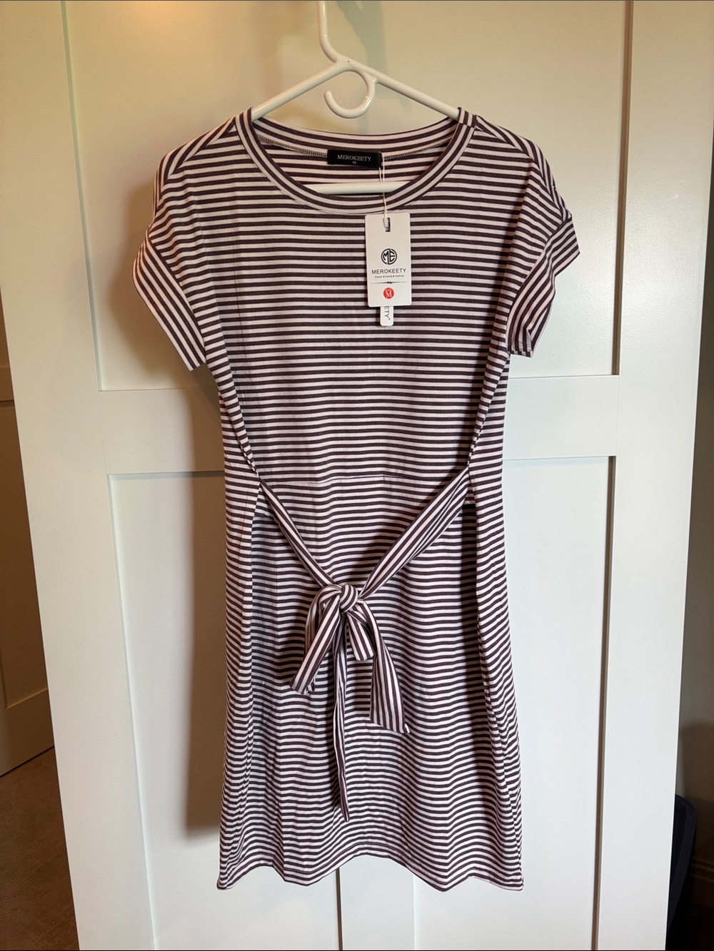 NWT • Striped cap sleeve dress with pockets